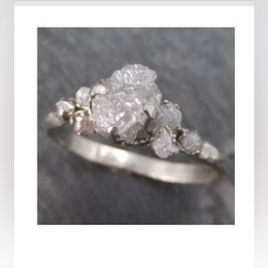 Raw Diamond White gold Engagement Ring Rough Gold Diamond Wedding Ring - Size 6